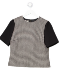 Hobbs Black Wool Dogtooth Printed Short Sleeve Top UK 12