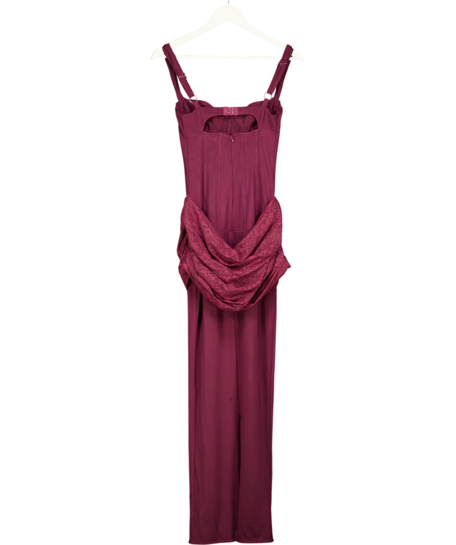 Mars the Label Wine Purple Lace Detail Corset Maxi Dress UK 8