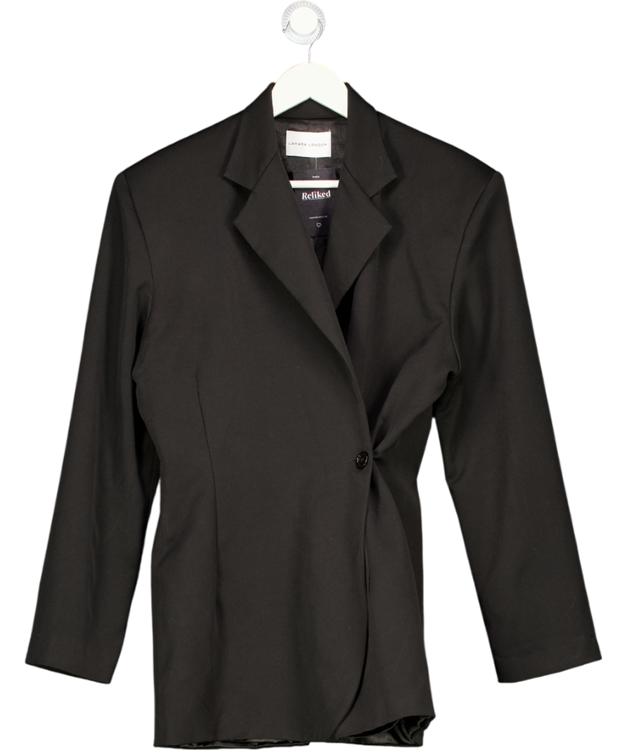 LAMARA LONDON Black Rocca Tailored Jacket UK XS/S