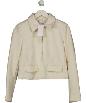 MANGO Cream Boucle Zip Jacket UK S
