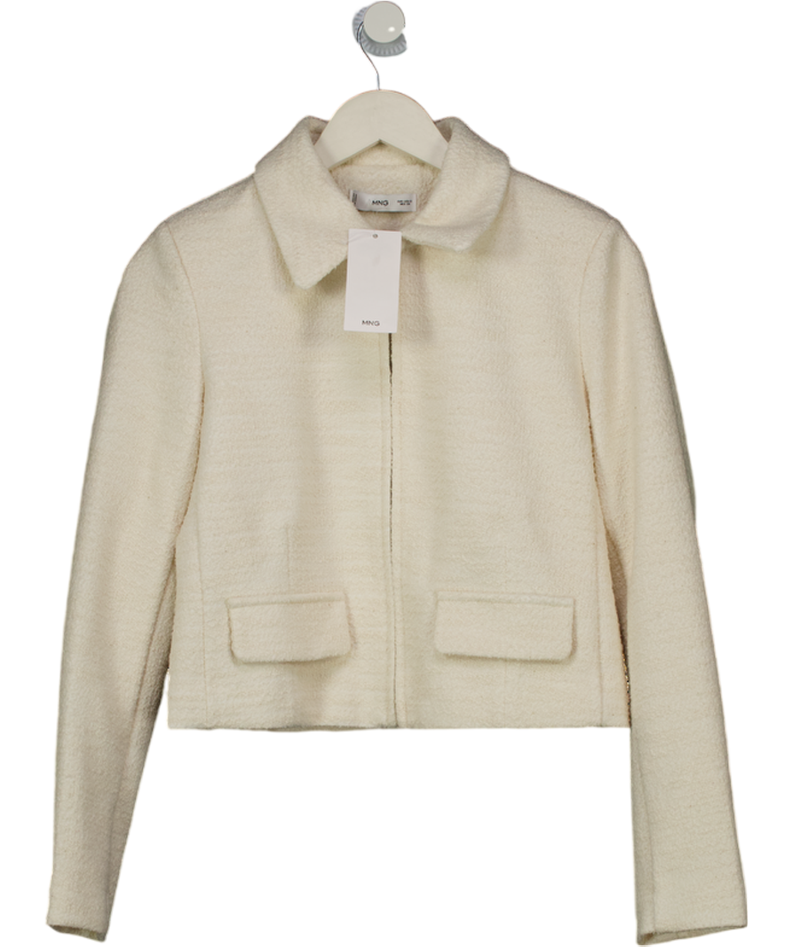 MANGO Cream Boucle Zip Jacket UK S