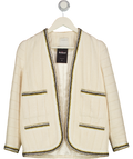 SANDRO Cream Tweed Jacket With Black / Gold Trims Fr34 UK 6