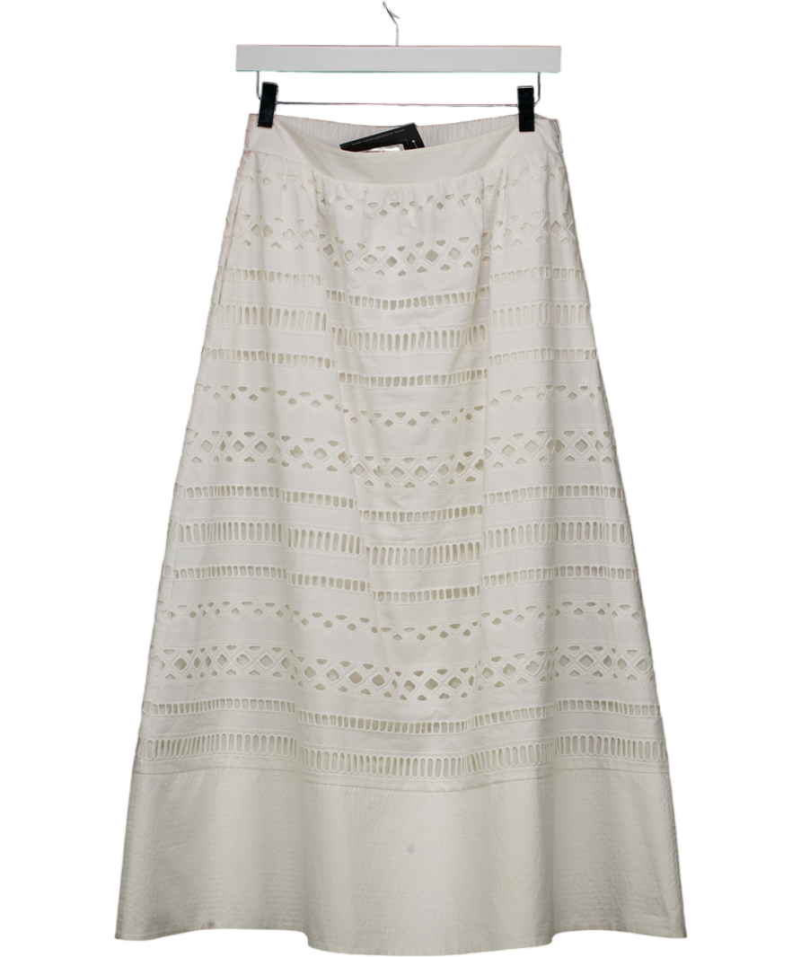 tuckernuck X Studio Mcgee Ivory White Eylet Lace Cotton Midi Skirt UK S