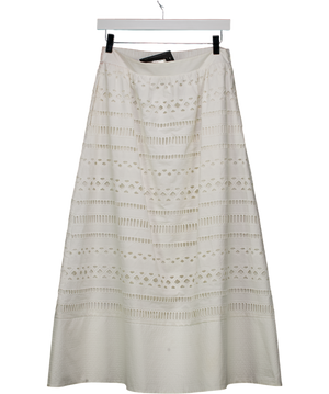 tuckernuck X Studio Mcgee Ivory White Eylet Lace Cotton Midi Skirt UK S