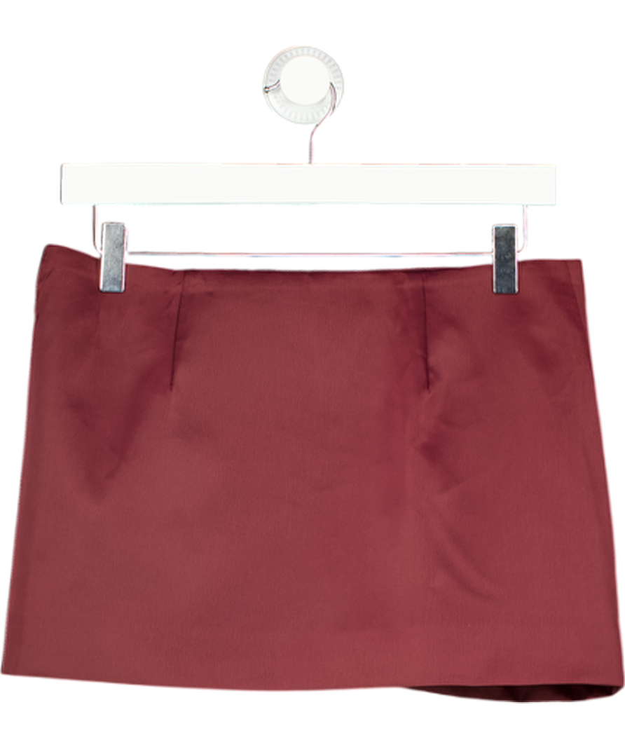 MURCI Burgundy Red Embellished Rhone Satin Wrap Mini Skirt UK 8