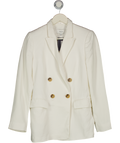 REISS Ivoru White Soft Linen Double Breasted Blazer UK 10