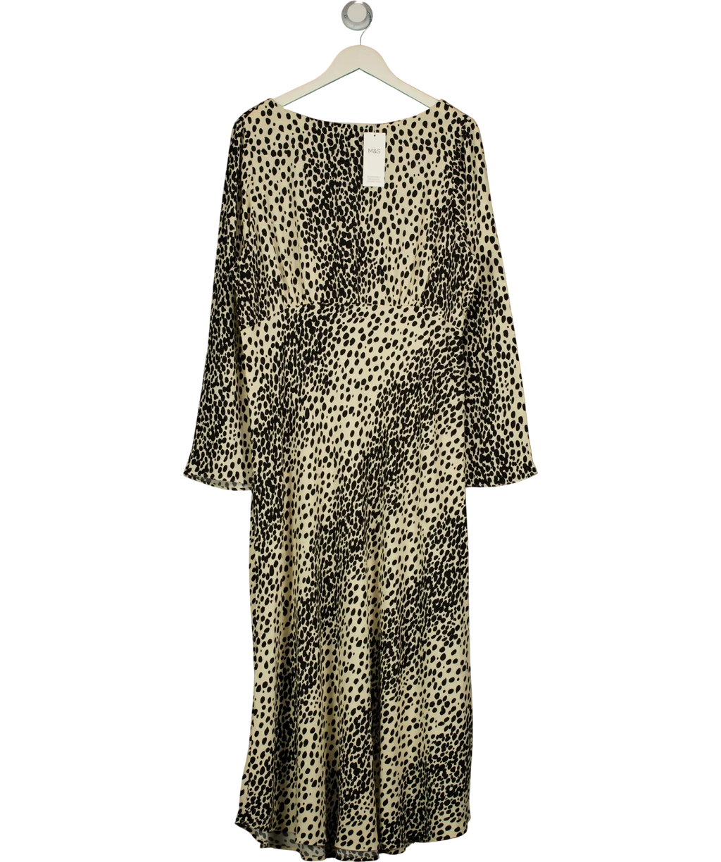 M&S Cream Animal Print Midaxi Tea Dress UK 18