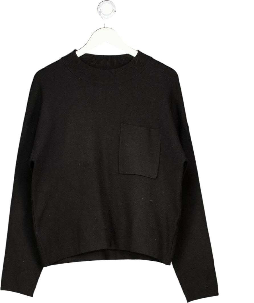ZARA Black Boxy Knit Crewneck Jumper UK M