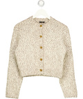 MASSIMO DUTTI Beige Alpaca Blend Cardigan With Gold Knot Button Detail UK XS