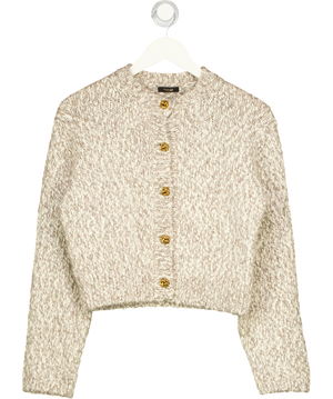 MASSIMO DUTTI Beige Alpaca Blend Cardigan With Gold Knot Button Detail UK XS