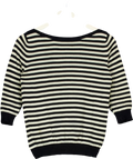 D&G DOLCE & GABBANA Black & White Striped Cotton Knit Jumper With Anchor Applique UK M