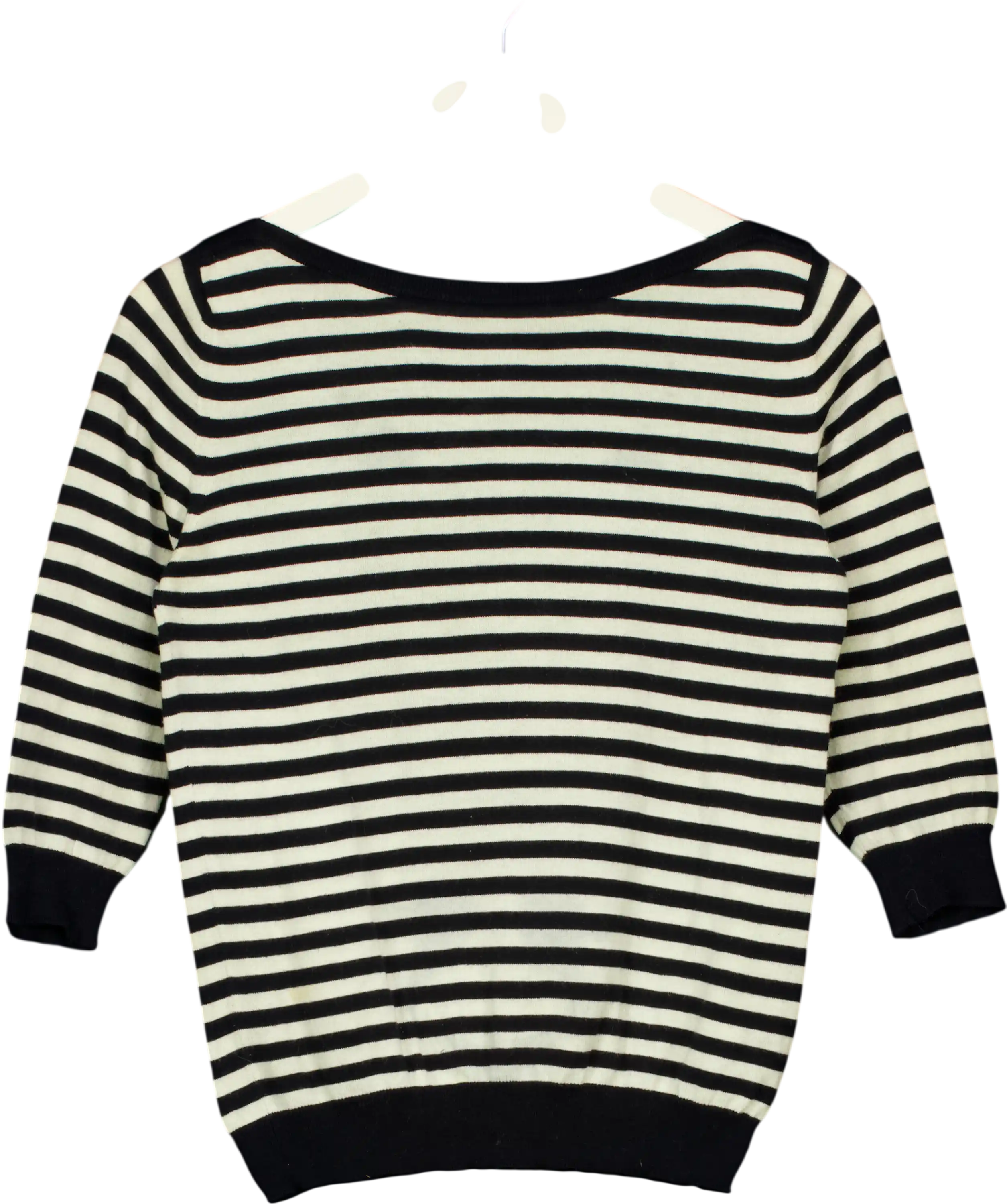 D&G DOLCE & GABBANA Black & White Striped Cotton Knit Jumper With Anchor Applique UK M