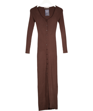 Abercrombie & Fitch Brown Long-sleeve Button-through Maxi Sweater Dress UK XS