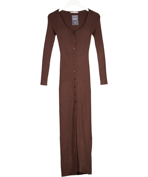 Abercrombie & Fitch Brown Long-sleeve Button-through Maxi Sweater Dress UK XS