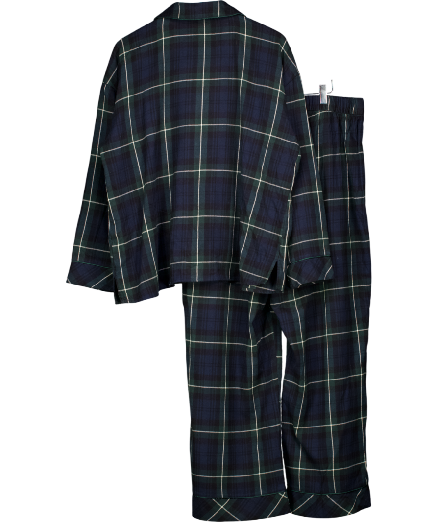 Abercrombie & Fitch Navy Blue / Green Tartan Flannel Pyjama Set UK XL