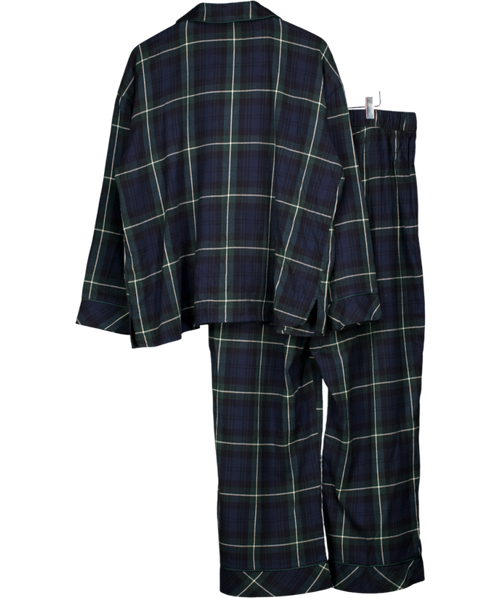 Abercrombie & Fitch Navy Blue / Green Tartan Flannel Pyjama Set UK XL