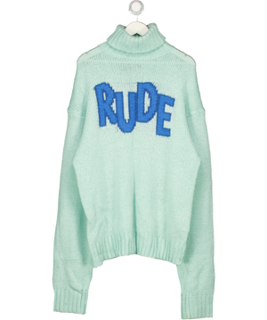 HOUSE OF HOLLAND Green Oversized Rude High Neck Jumper UK M