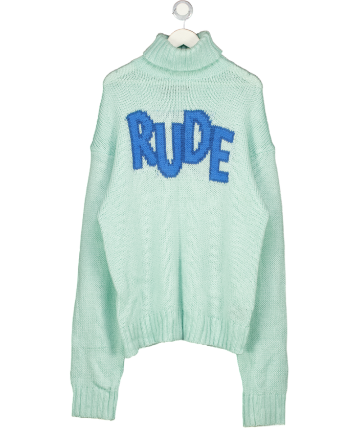 HOUSE OF HOLLAND Green Oversized Rude High Neck Jumper UK M