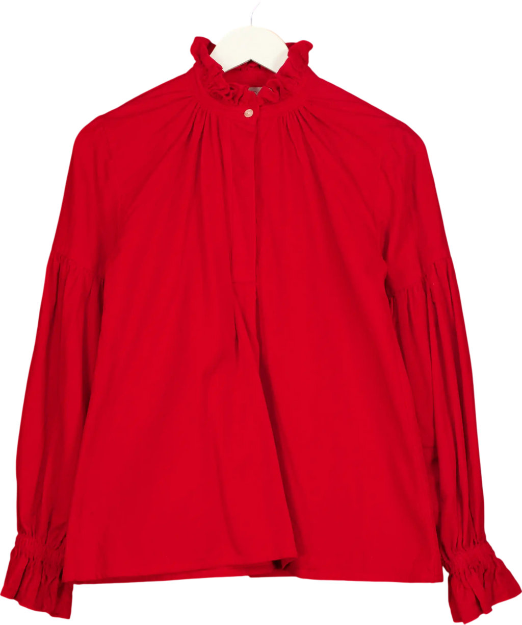 KATE BARTON Red Corduroy Edwardian Blouse UK S