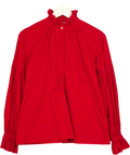 KATE BARTON Red Corduroy Edwardian Blouse UK S