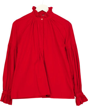 KATE BARTON Red Corduroy Edwardian Blouse UK S
