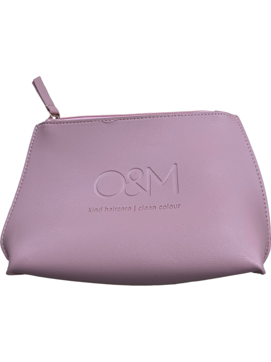 O&M Pink Faux Leather Cosmetic Pouch