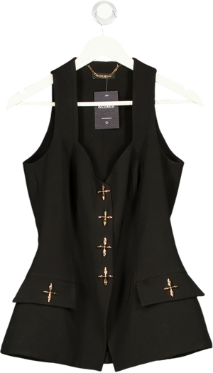 NADINE MERABI Black / Gold Zoe Waistcoat Top UK 10
