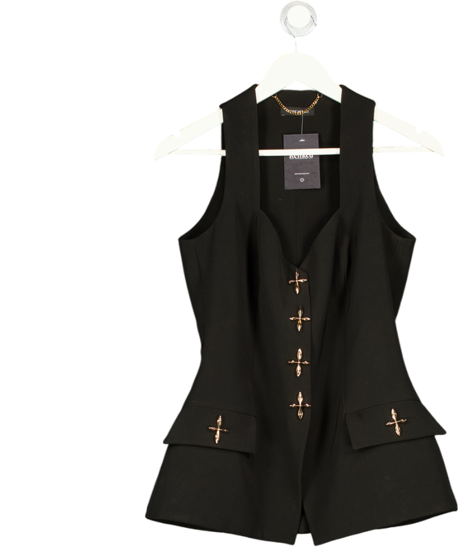 NADINE MERABI Black / Gold Zoe Waistcoat Top UK 10