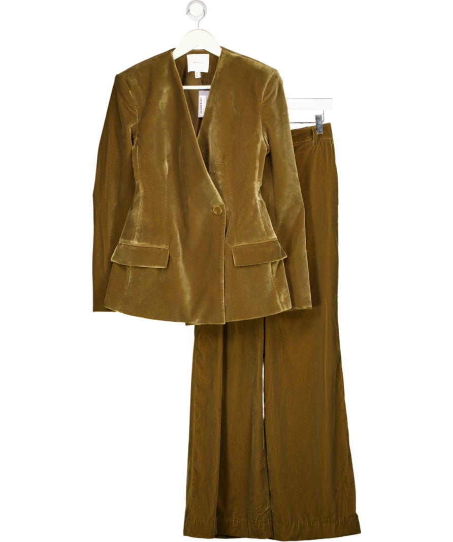 H&M EDITION 2-piece Olive Green Velvet Blazer (uk 8) & Wide Leg Trouser Set UK 6