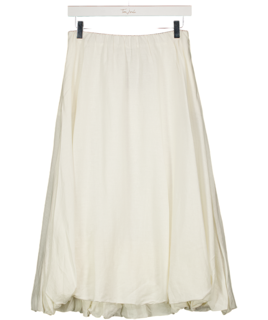 DONNA KARAN Weekend Cream Linen Blend  Bubble Hem Skirt UK XS