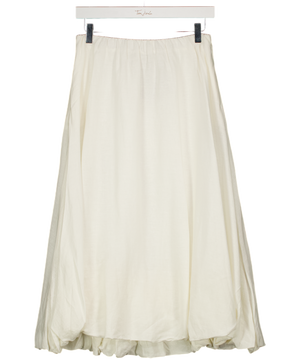DONNA KARAN Weekend Cream Linen Blend  Bubble Hem Skirt UK XS