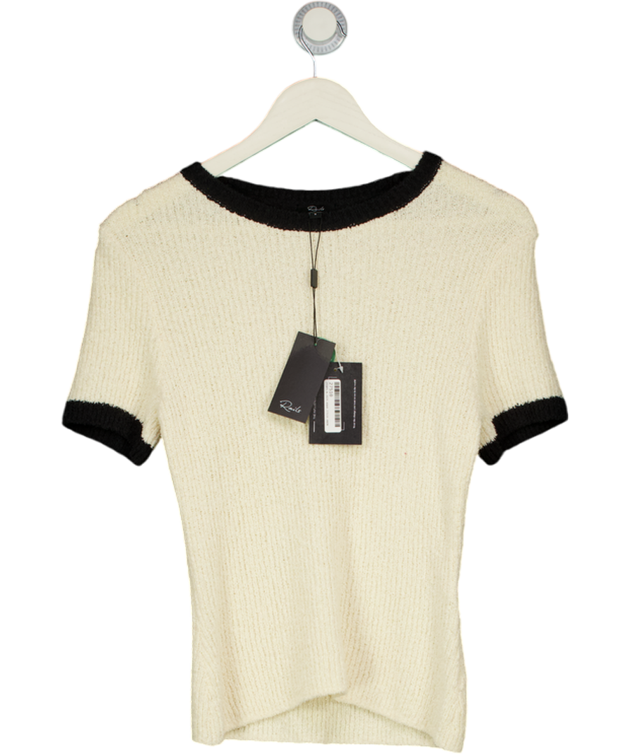 RAILS Meredith Boucle Knit Top Ivory Black UK S