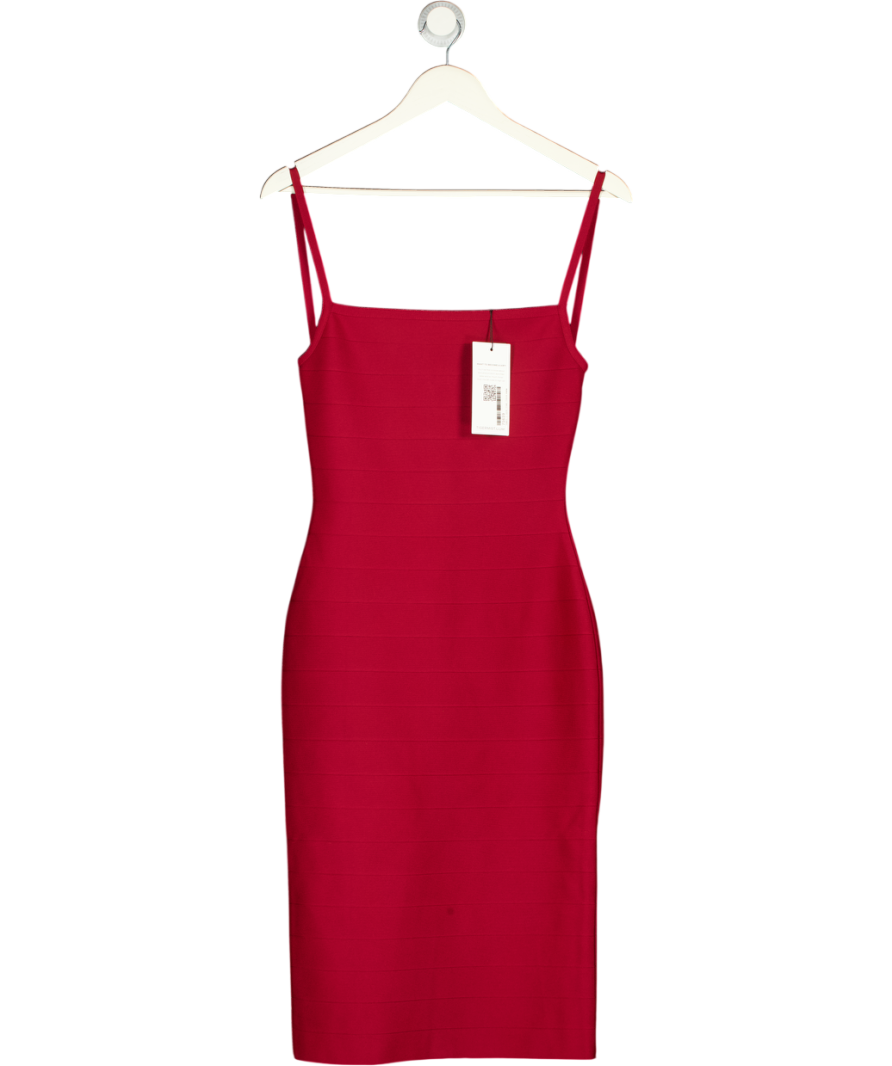 TIGER MIST Cherry Red Midori Midi Sculpting Bandage Dress UK XS