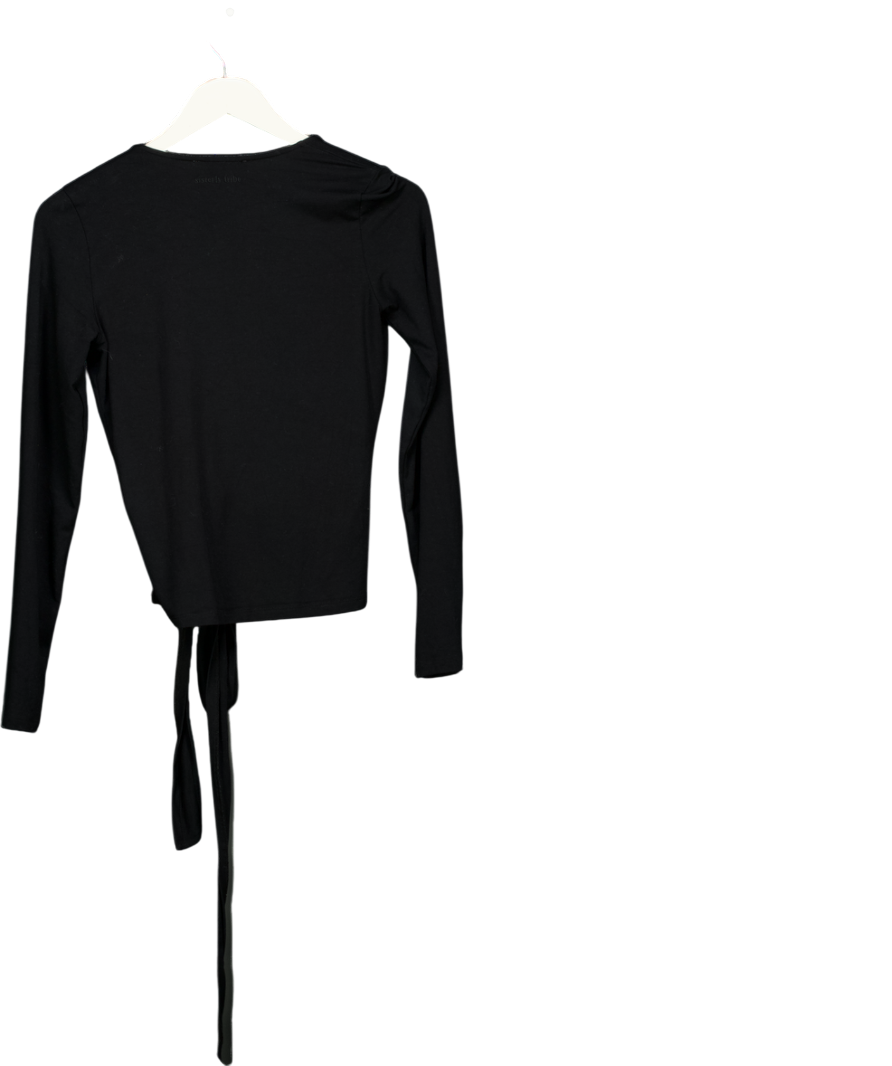 SISTERLY TRIBE Black Soft Ballet Wrap Modal-jersey Top UK S