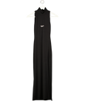 SISTERS & SEEKERS Black Ribbed High Neck "out" Midi Dress UK S