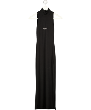 SISTERS & SEEKERS Black Ribbed High Neck "out" Midi Dress UK S