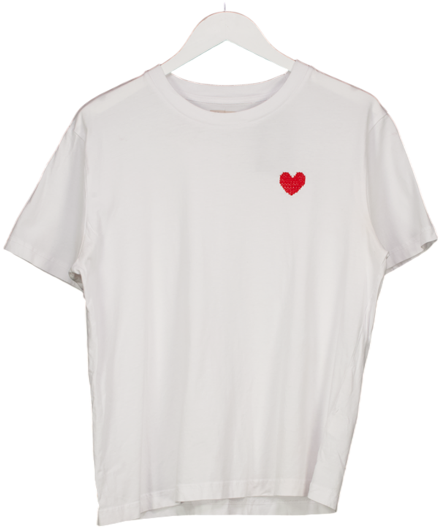 Made with love by Tom Daley White Red Embroidered T-shirt UK S