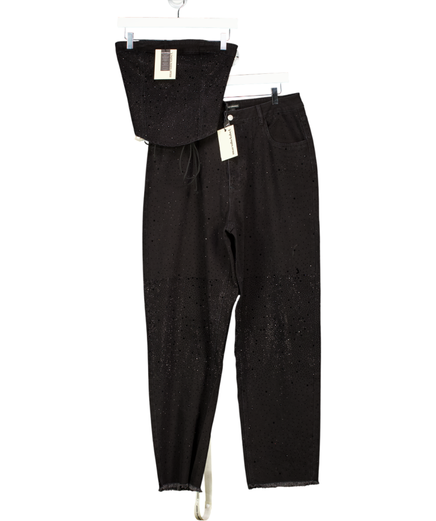 Mars the Label 2-piece Rhinestone Jeans And Corset Top In Black UK M
