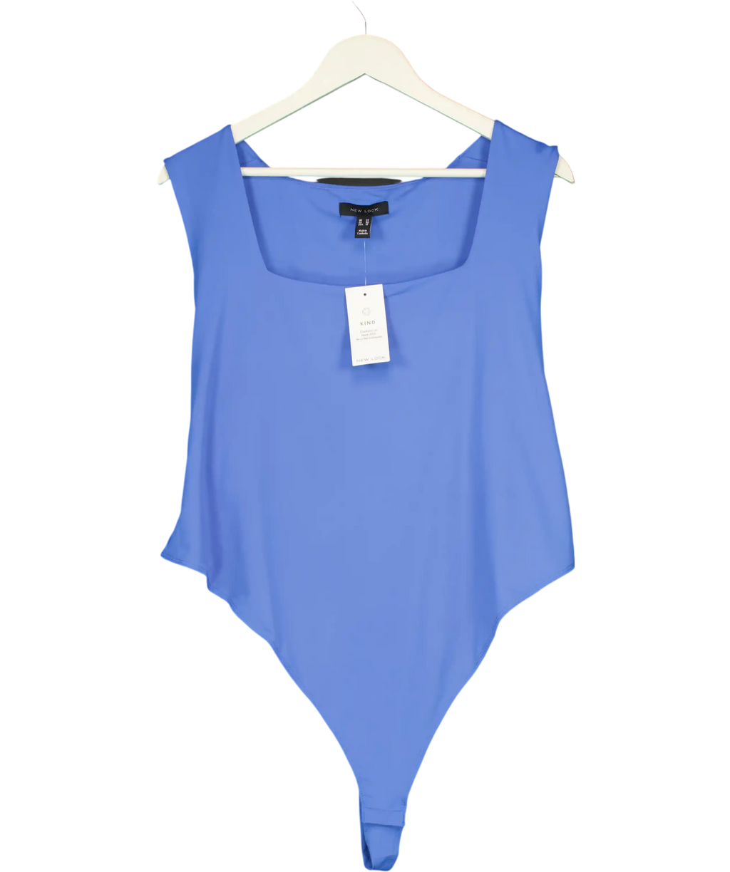 New Look Blue Slinky Square Neck Sleeveless Bodysuit UK 22