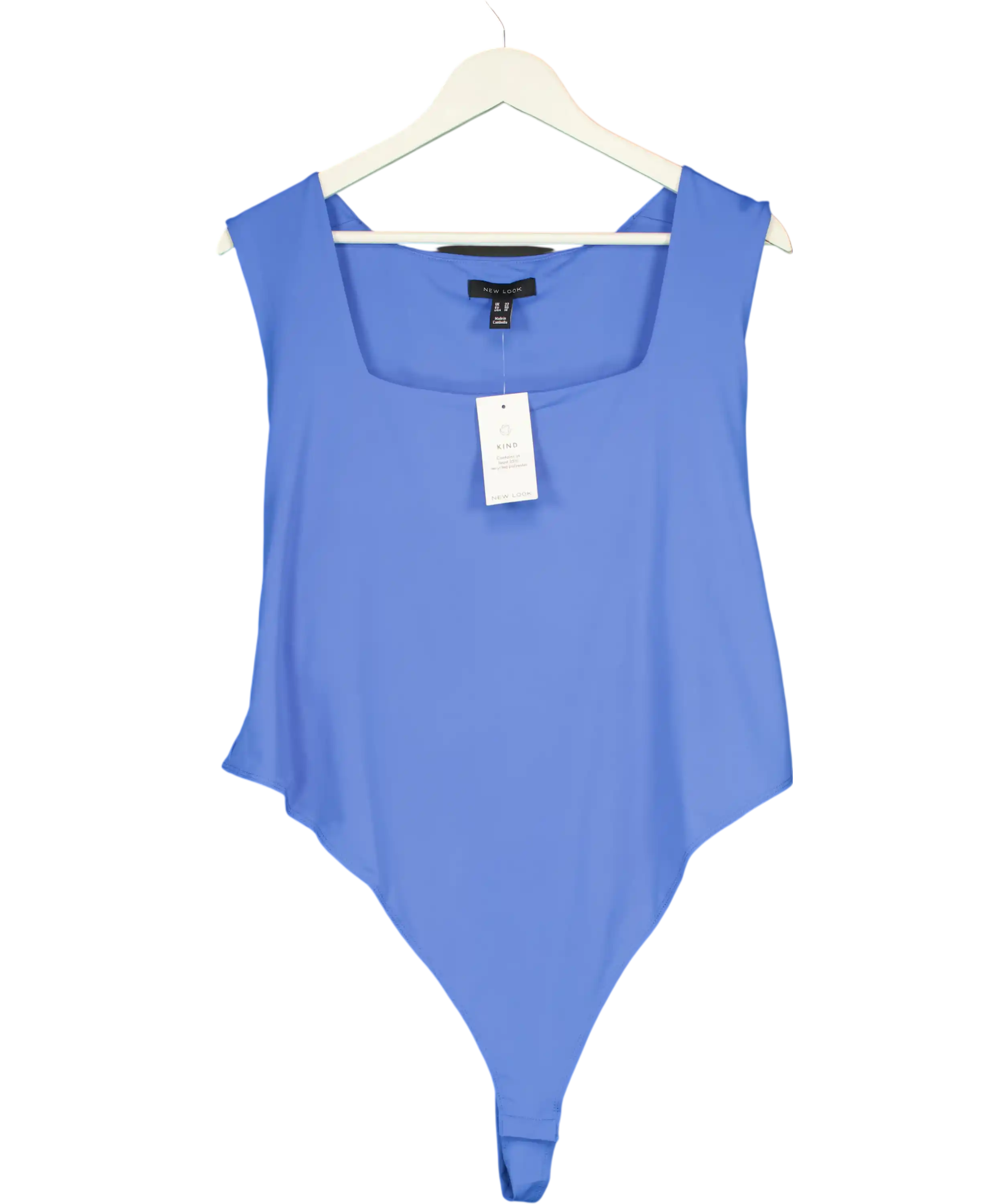 New Look Blue Slinky Square Neck Sleeveless Bodysuit UK 22