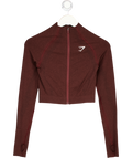 GYMSHARK Burgundy Brown Long Sleeve Seamless Zip Jacket UK S