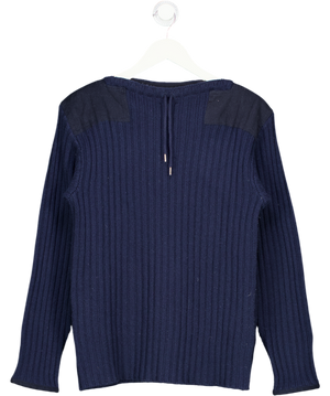 N.Peal Blue 007 Ribbed Army Sweater UK S
