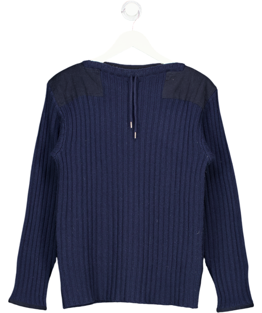 N.Peal Blue 007 Ribbed Army Sweater UK S