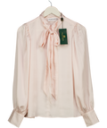 HOLLAND COOPER Ariella Satin tie-neck  Blouse Blush Pink UK 8