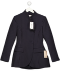 ODDMUSE Tailored Pinstripe Cinched Waist Blazer - Navy Blue UK S