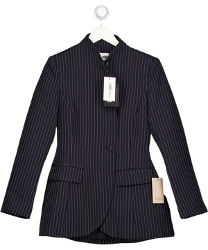 ODD MUSE Tailored Pinstripe Cinched Waist Blazer - Navy Blue UK S