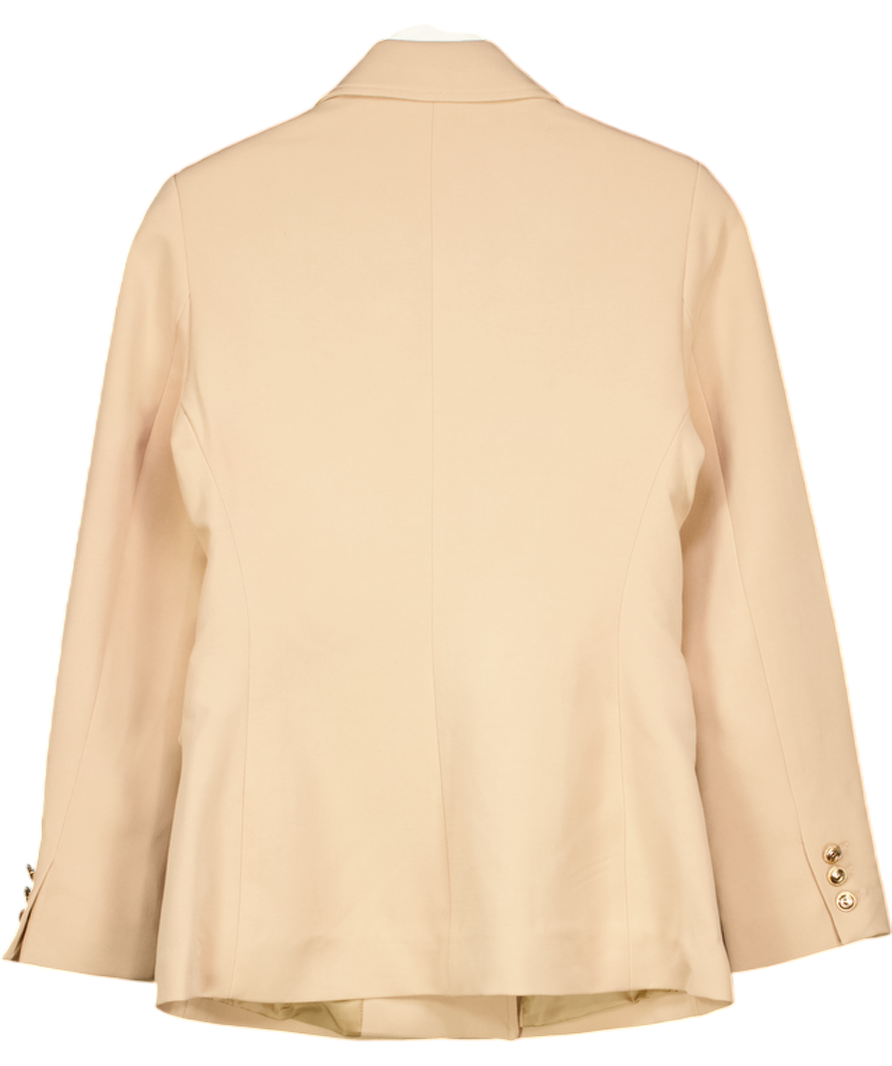 Karen Millen Beige Compact Stretch Essential Tailored Doubled Breasted Blazer UK 8