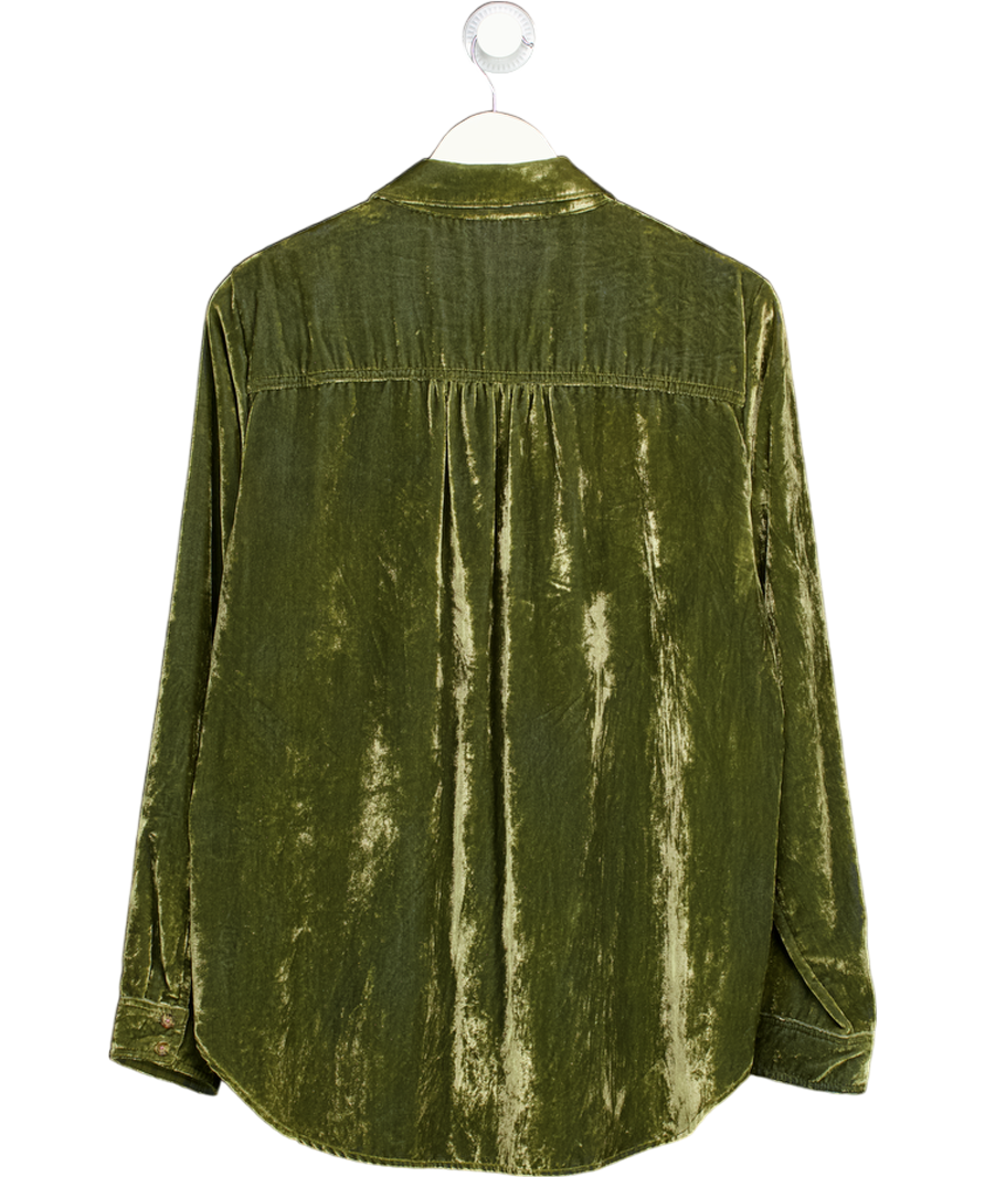 Anthropologie Maeve Olive Green Velvet Shirt Us10 UK 14