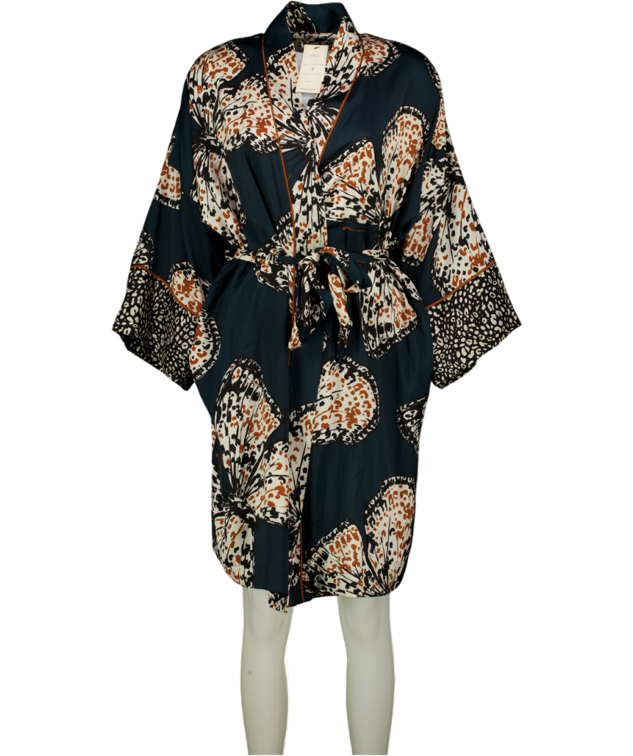 M&S Multicoloured Satin Printed Robe UK S