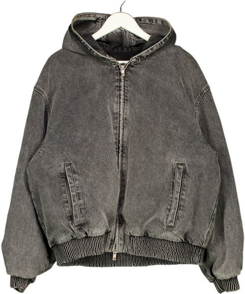 REPRESENT Grey R5 Hooded Denim Bomber UK M